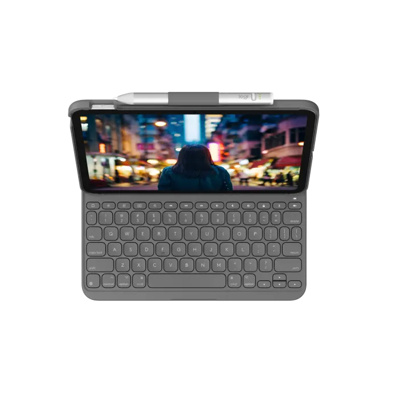 Logitech Slim Folio, para iPad 10ª Generación, Funda con Teclado Inglés, Oxford Grey 2