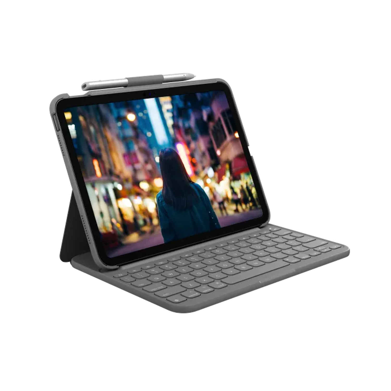 Logitech Slim Folio, para iPad 10ª Generación, Funda con Teclado Inglés, Oxford Grey 1