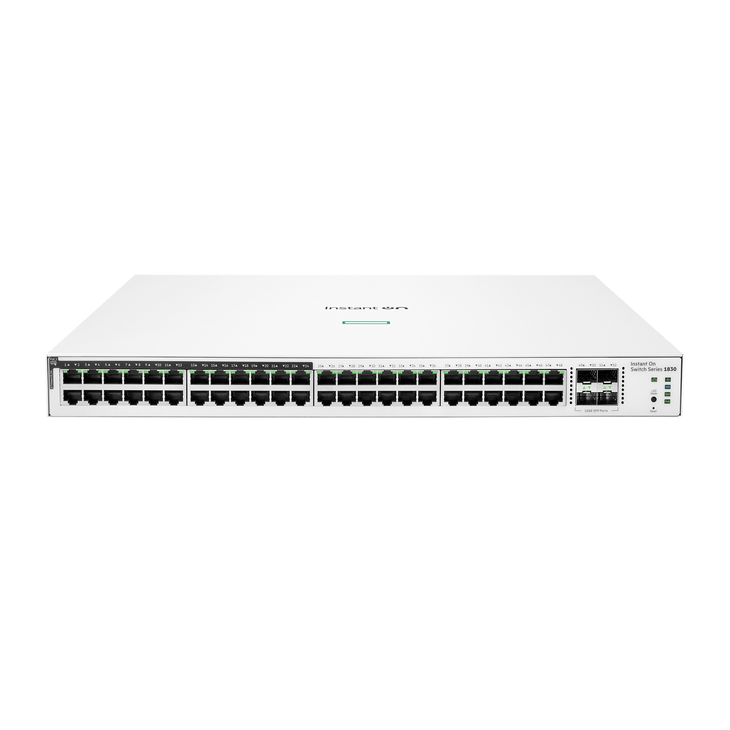 HPE JL815A Aruba Instant On 1830 Switch, 48 Puertos Gigabit, PoE+ (370W), 4 Puertos SFP, Gestión Web 1
