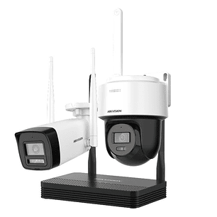 Hikvision NKS422W03H, Kit de Cámaras IP Wi-Fi , 4MP, 2 Cámaras, Audio Bidireccional, Visión Nocturna, Conexión Inalámbrica