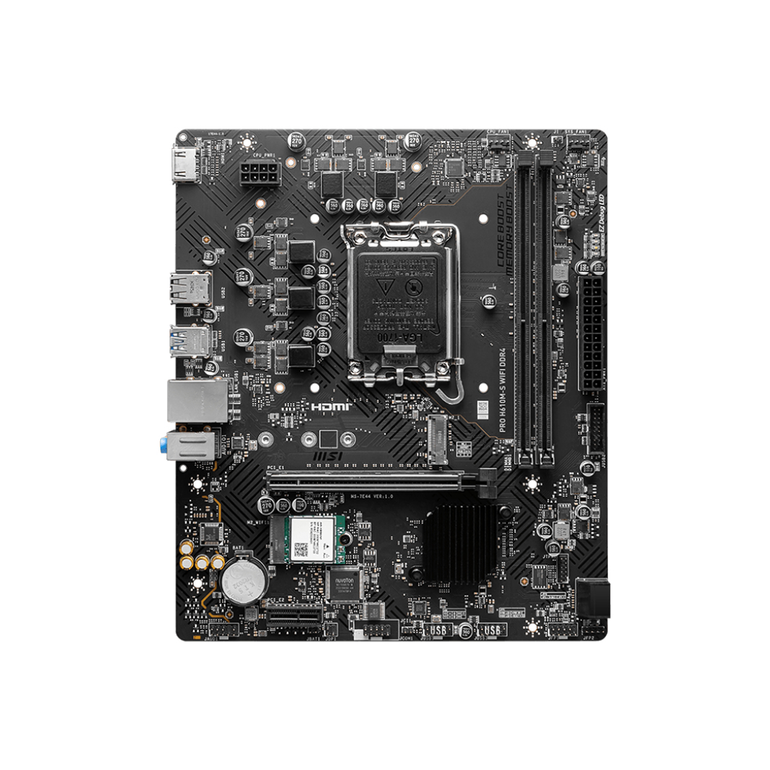 MSI PRO H610M-S,Placa Madre, DDR4, LGA1700, 2x DDR4, HDMI, 4x SATA, 1x M.2, Micro-ATX 2