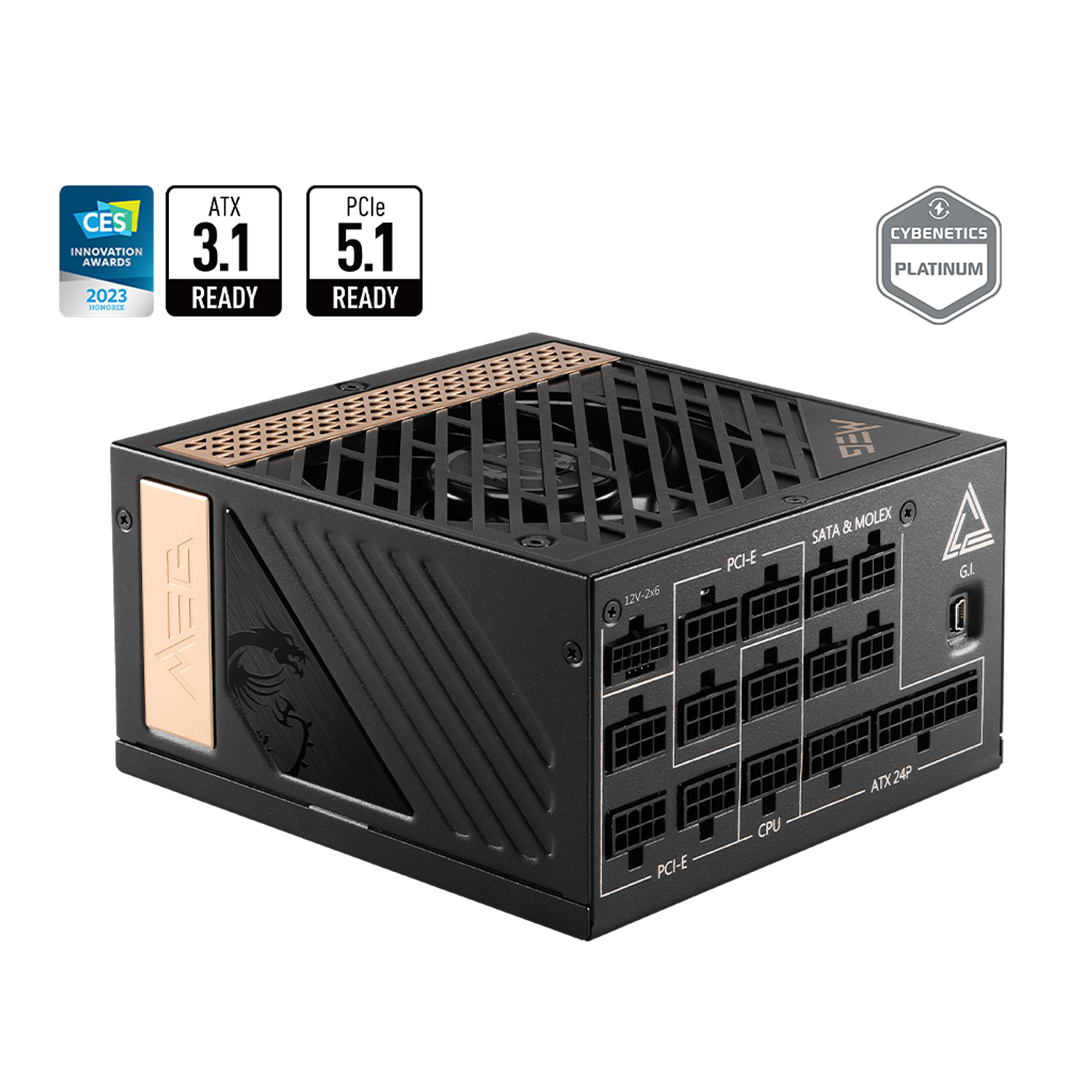 MSI Fuente De Poder MEG Ai1300P PCIE5 1300W 80 Plus Platinum Potencia y Eficiencia para Gaming y Workstation 1