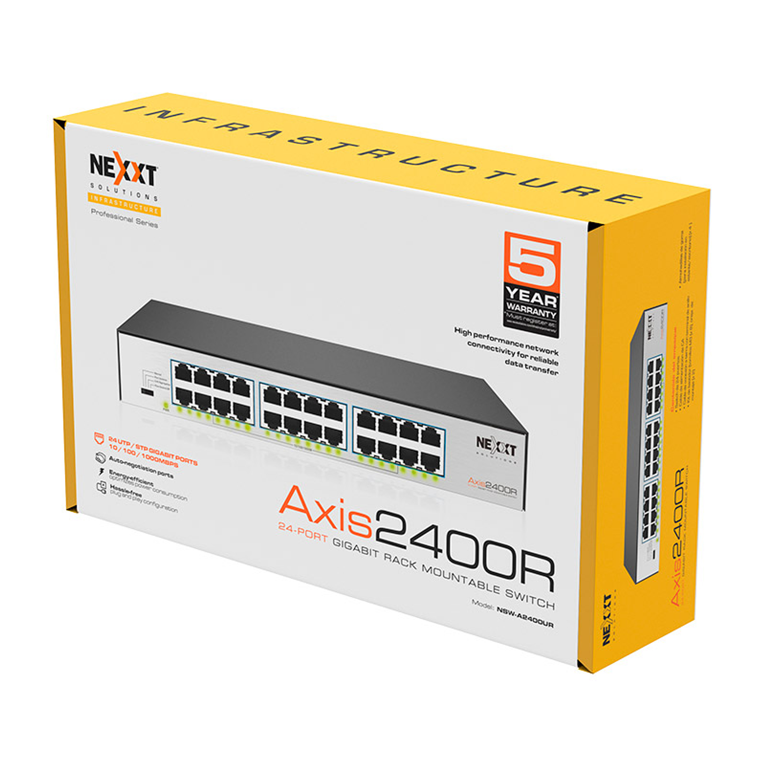 Nexxt Axis2400R, Switch 24 Puertos, Gigabit 10/100/1000 Mbps, No Administrado, para Rack 1U 5
