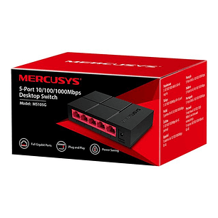 TP-Link Mercusys MS105G Switch de Escritorio, 5 Puertos, Gigabit, Alta Velocidad