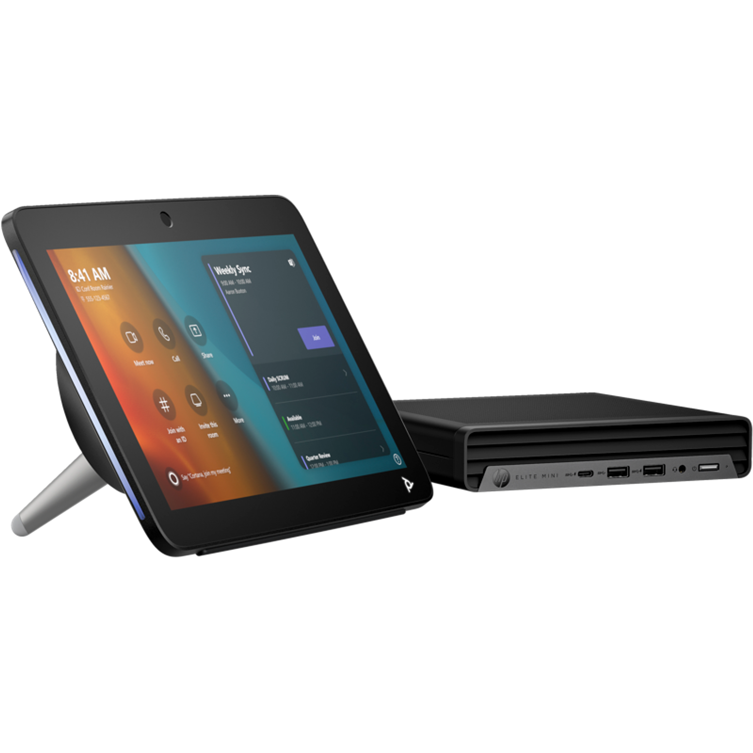 Poly Studio G9 Plus Kit de Videoconferencia, con PC HP Mini IP y Pantalla Táctil TC10, Certificado para Microsoft Teams 2