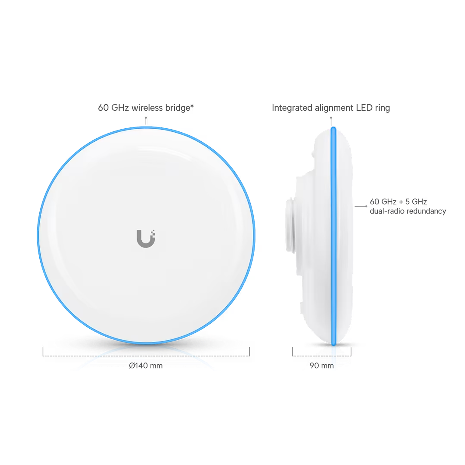 Ubiquiti UniFi UBB Puente Inalámbrico 60 GHz + 5 GHz, 1.7 Gbps, IPX6 7