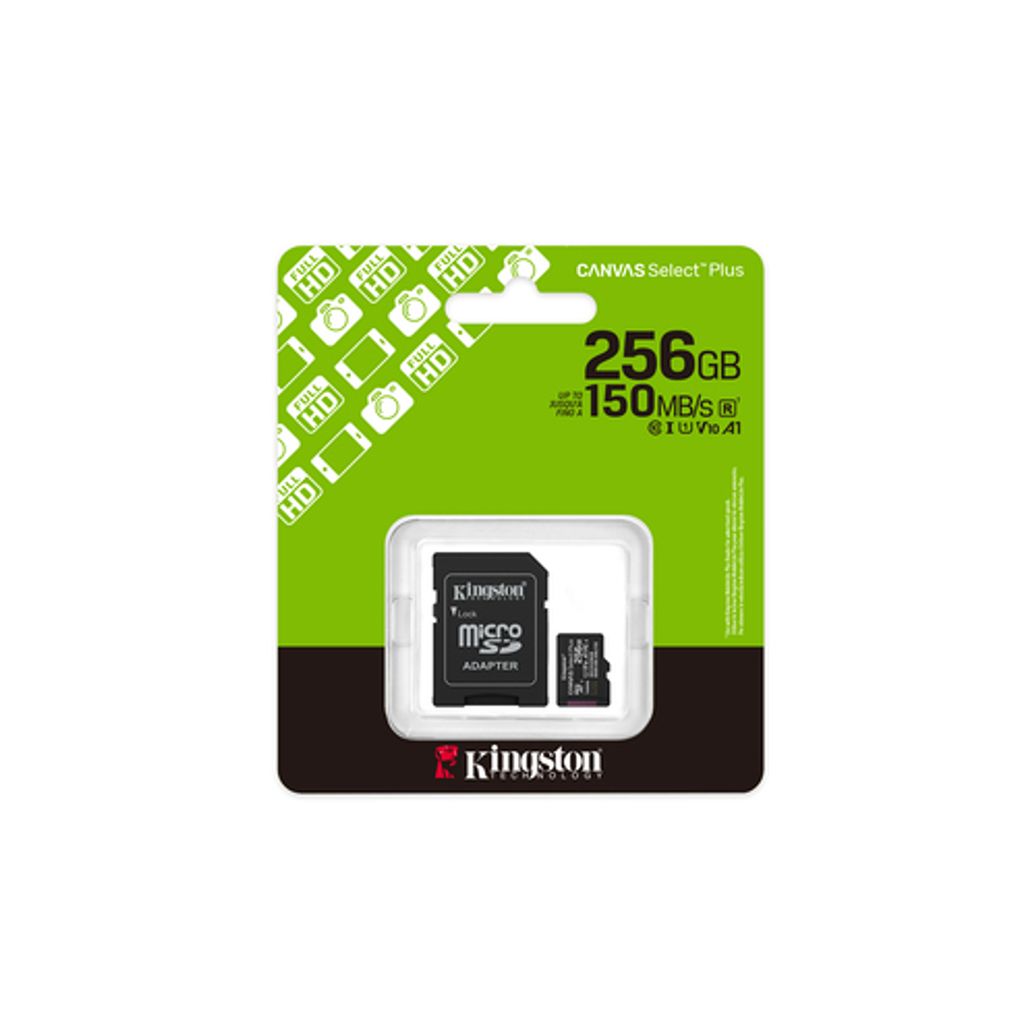 Kingston SDCS3 Tarjeta MicroSDXC 256GB Canvas Select Plus, 100MB/s, Clase 10 A1 + Adaptador SD 5