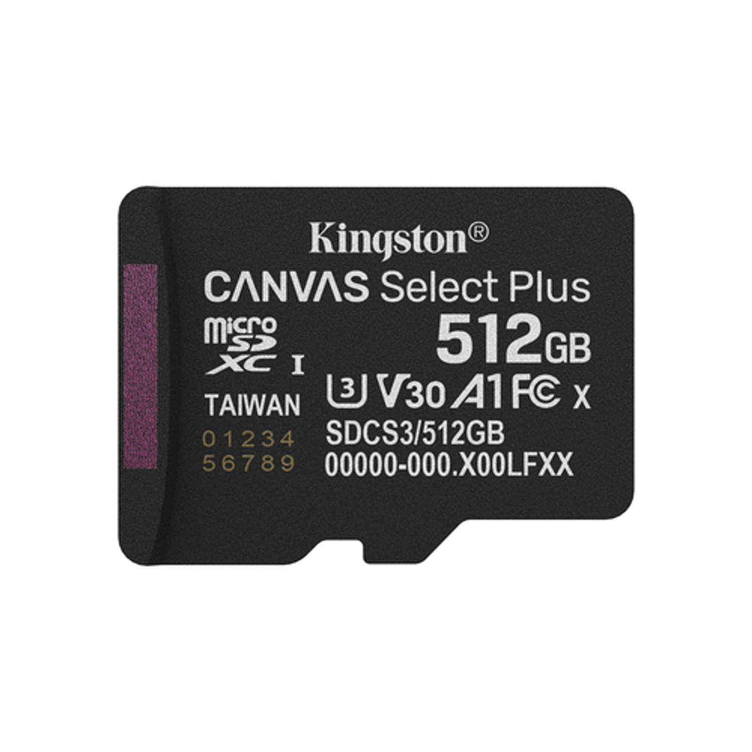 Kingston SDCS3 Tarjeta MicroSDXC 512GB Canvas Select Plus, 100MB/s, Clase 10 A1 + Adaptador SD 4