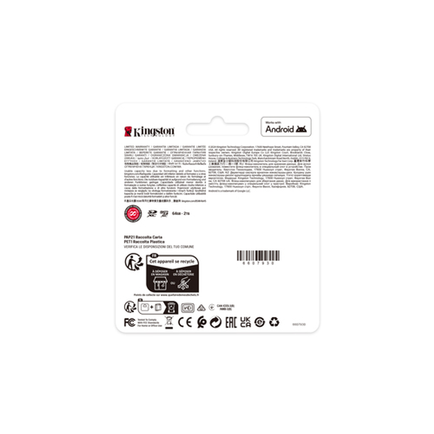 Kingston SDCS3 Tarjeta MicroSDXC 64GB Canvas Select Plus 100MB/s Clase 10 A1 + Adaptador SD 6