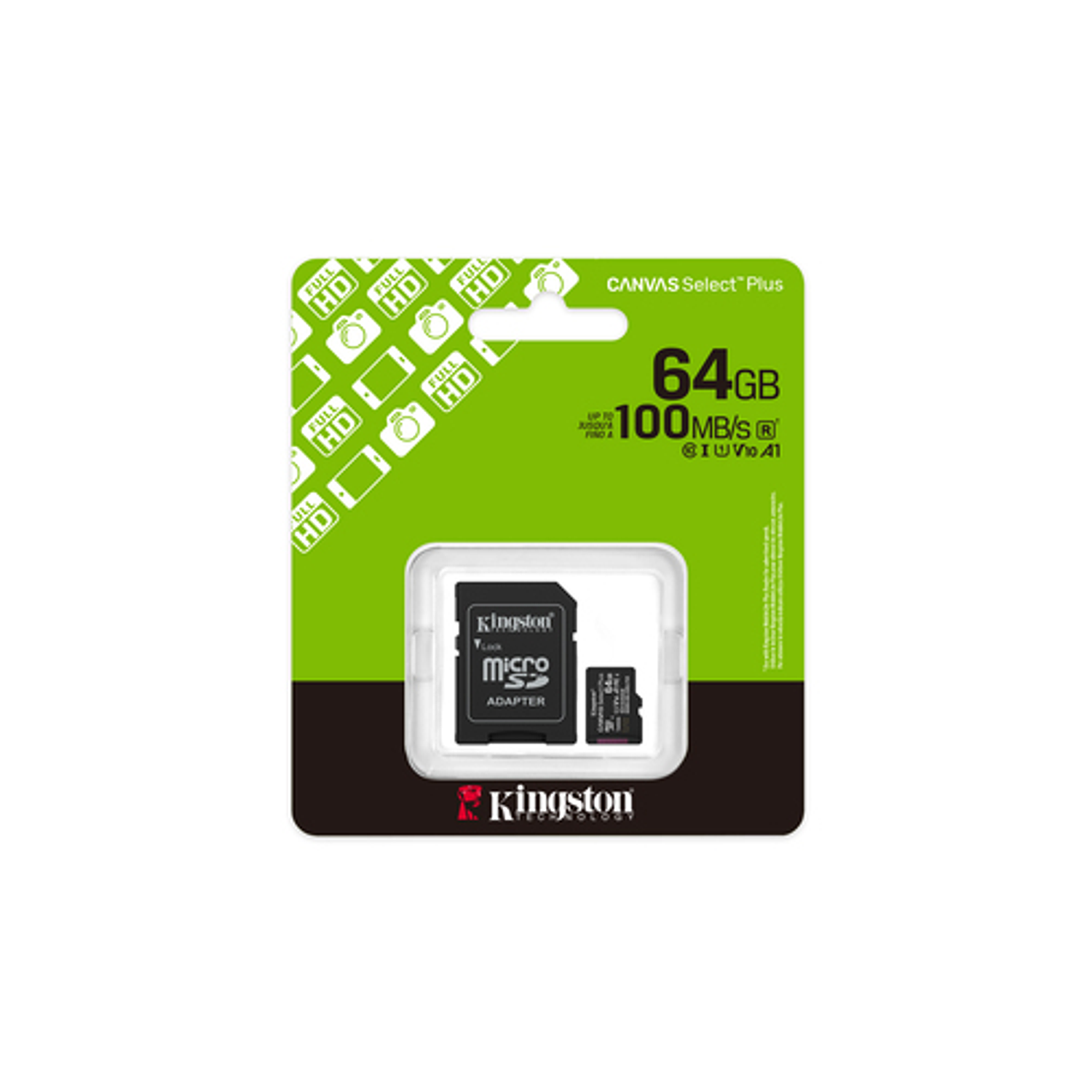 Kingston SDCS3 Tarjeta MicroSDXC 64GB Canvas Select Plus 100MB/s Clase 10 A1 + Adaptador SD 5