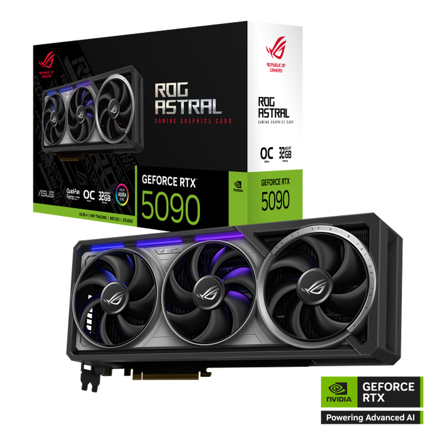 ASUS NVIDIA GeForce ROG Astral RTX 5090 Tarjeta de Video, 32 GB, GDDR7 Edición OC, 28 Gbps, 512-bit 17