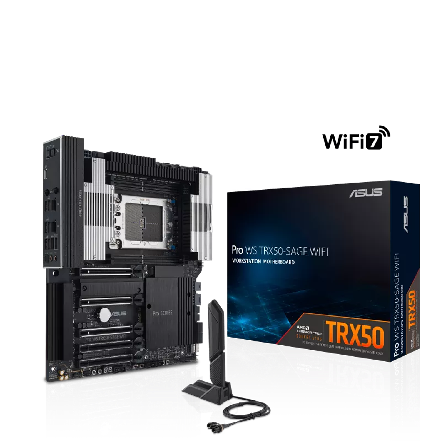 ASUS Pro WS TRX50-SAGE WIFI Placa madre AMD TR5 para Ryzen Threadripper PRO, DDR5 ECC, PCIe 5.0, WiFi 7, 10Gb Ethernet, CEB 6