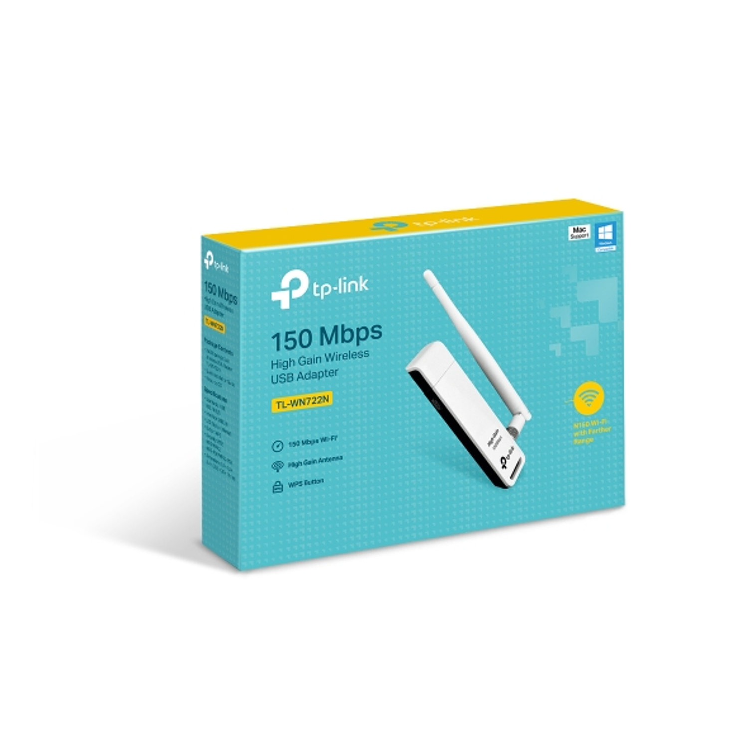 TP-Link TL-WN722N, Adaptador USB Inalámbrico 150Mbps, Alta Ganancia, Wi-Fi N 2