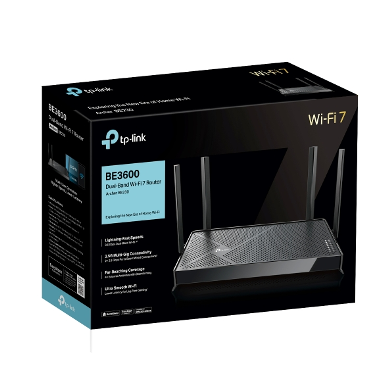 TP-Link BE3600 Router Wi-Fi 7 Dual-Band 3.6 Gbps, 2.5G WAN/LAN, Cobertura Mejorada y HomeShield 4