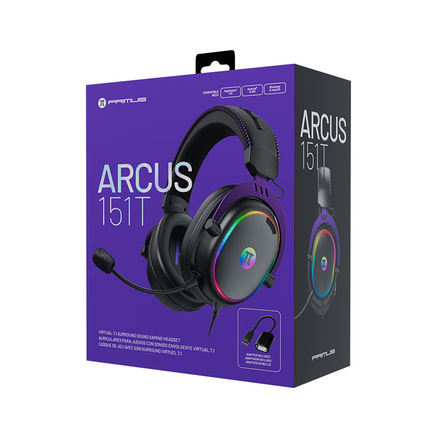 Primus PHS-151 Auriculares Gamer, RGB, USB 7.1, con Micrófono, Color Negro 6