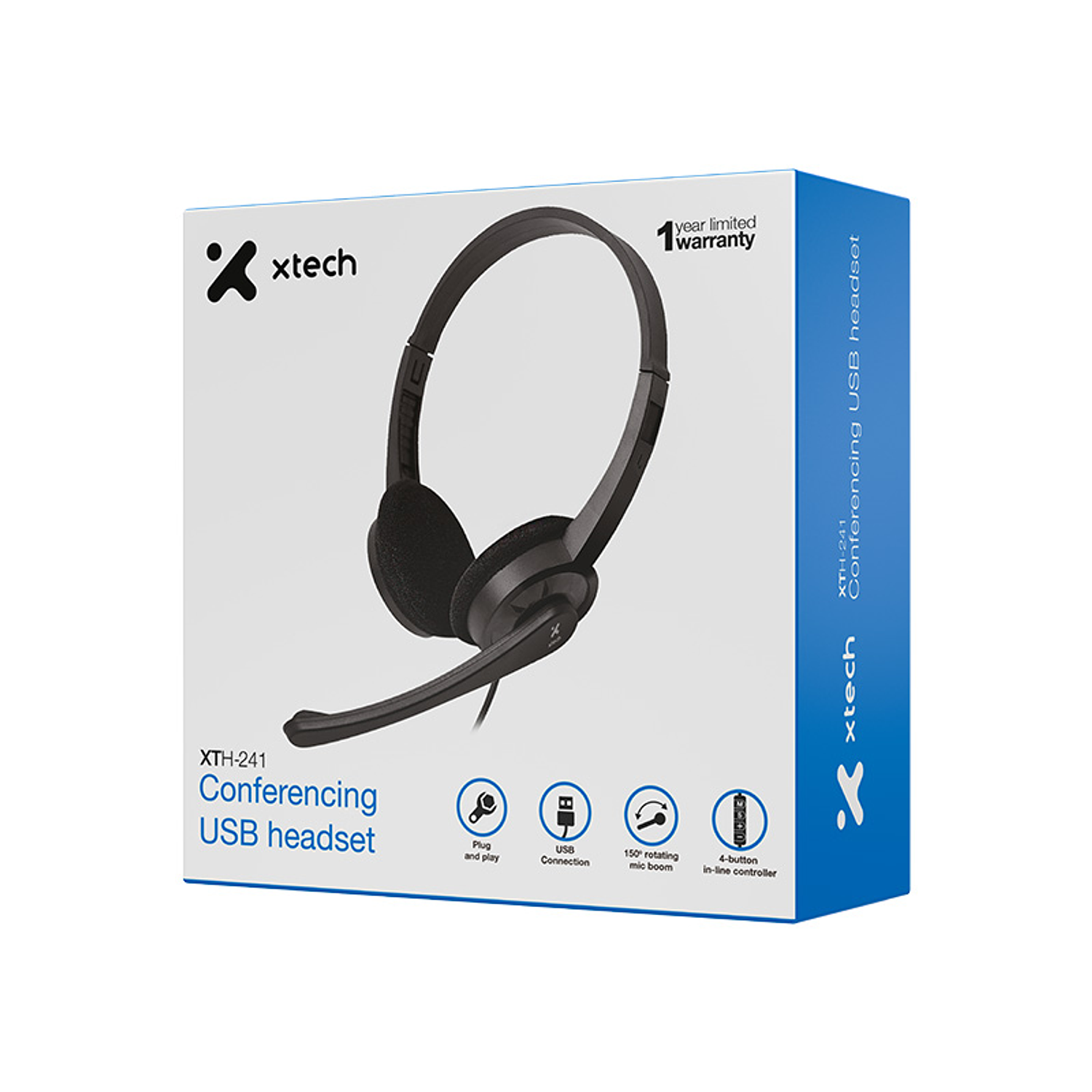 Xtech XTH-241 Audifonos con Micrófono, USB, Control en Línea PC y Conferencias 5