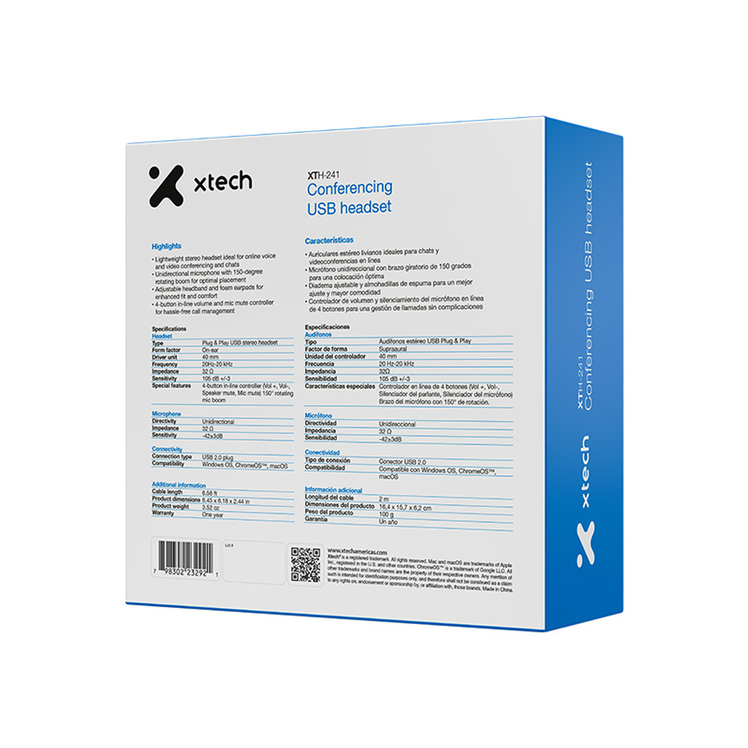 Xtech XTH-241 Audifonos con Micrófono, USB, Control en Línea PC y Conferencias 6