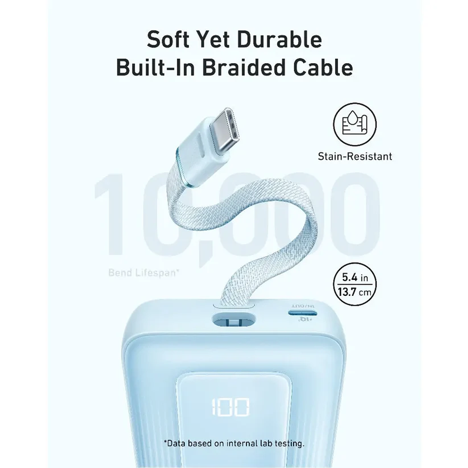 Anker A1688H11, Batería Portátil, 10000mAh, 30W, con Cable USB-C, Color Negro 5