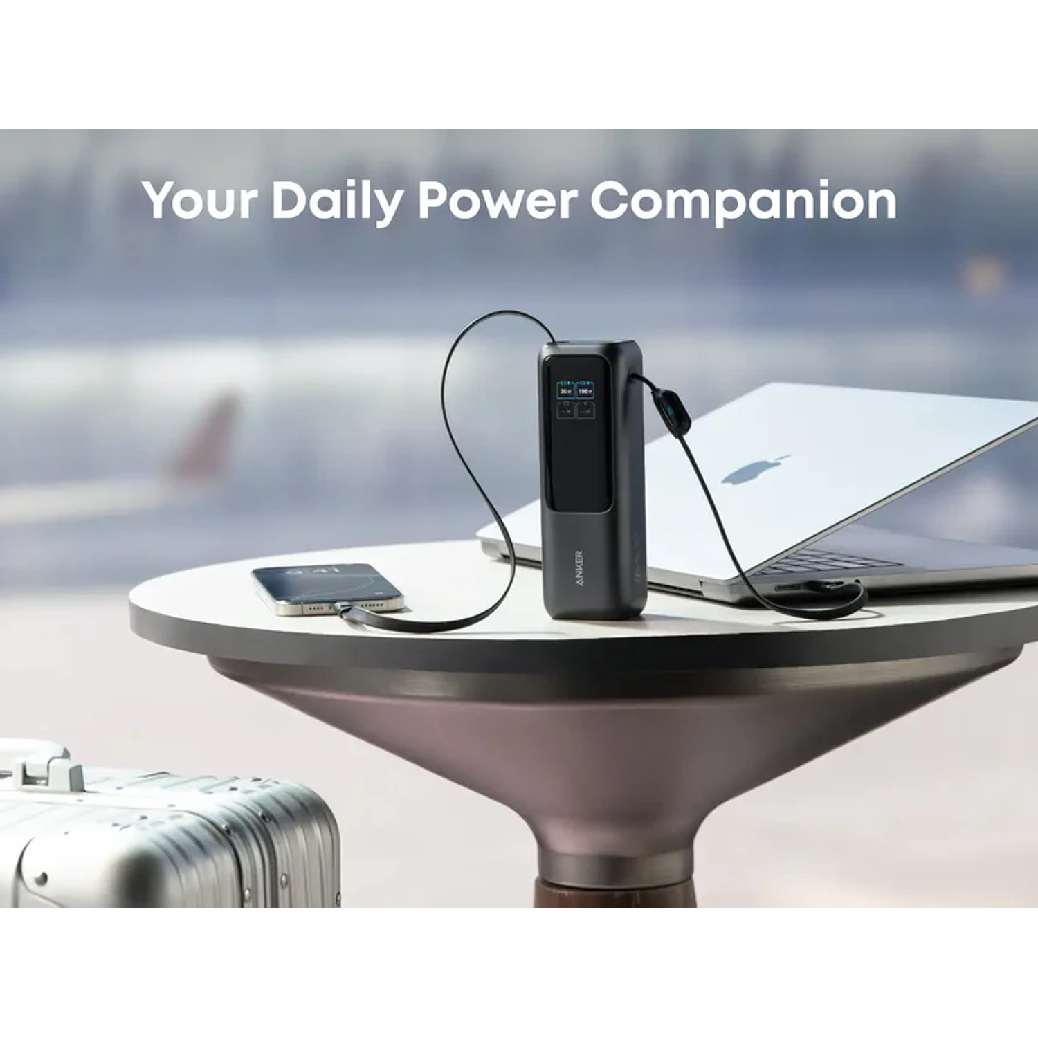 Anker PowerBank 25K 165W con Dos Cables USB-C integrados y USB-A, Color Plata 4