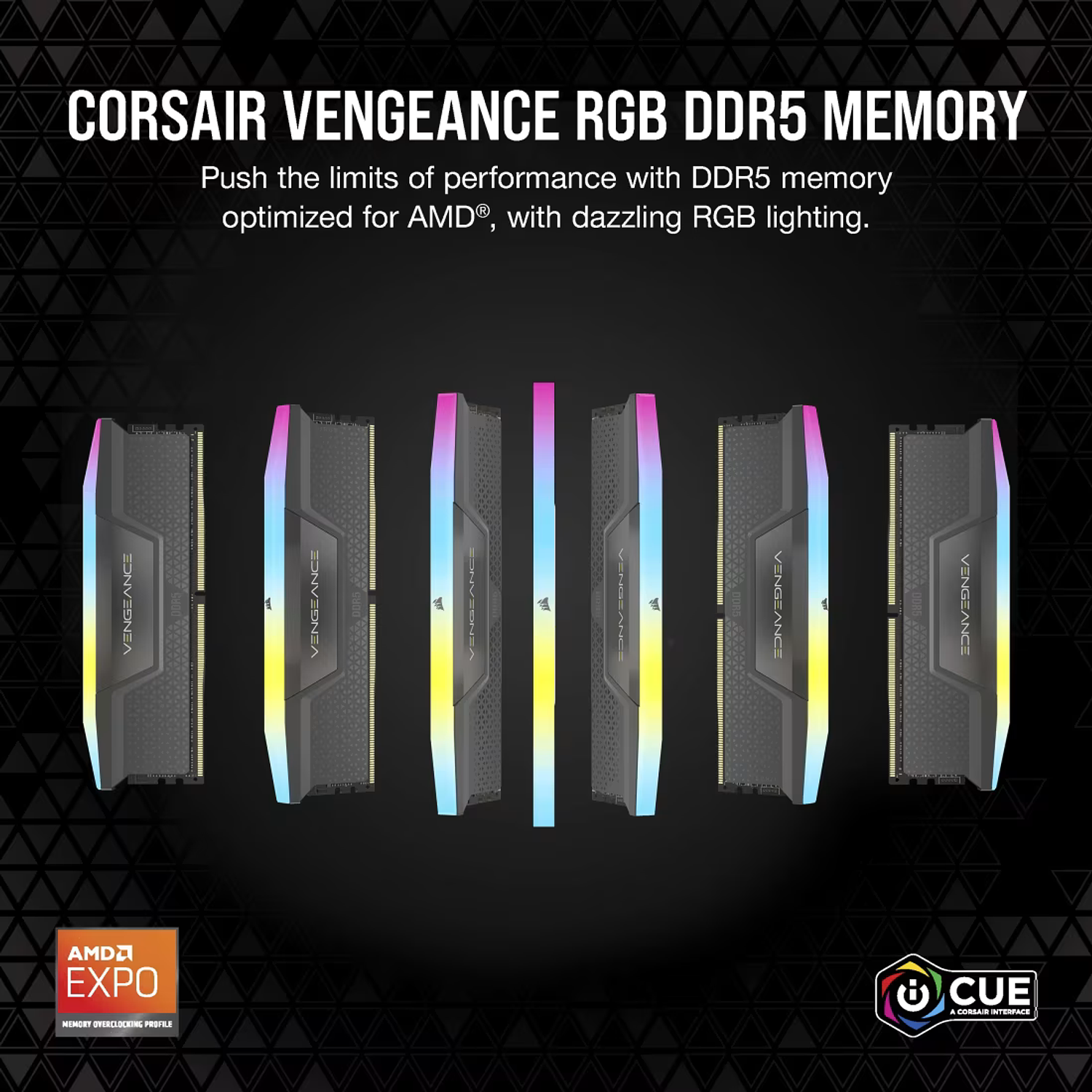 Corsair Vengeance RGB, Kit Memoria RAM DDR5 64GB (2x32GB), 6000MT/s, CL38, AMD EXPO & Intel XMP 6