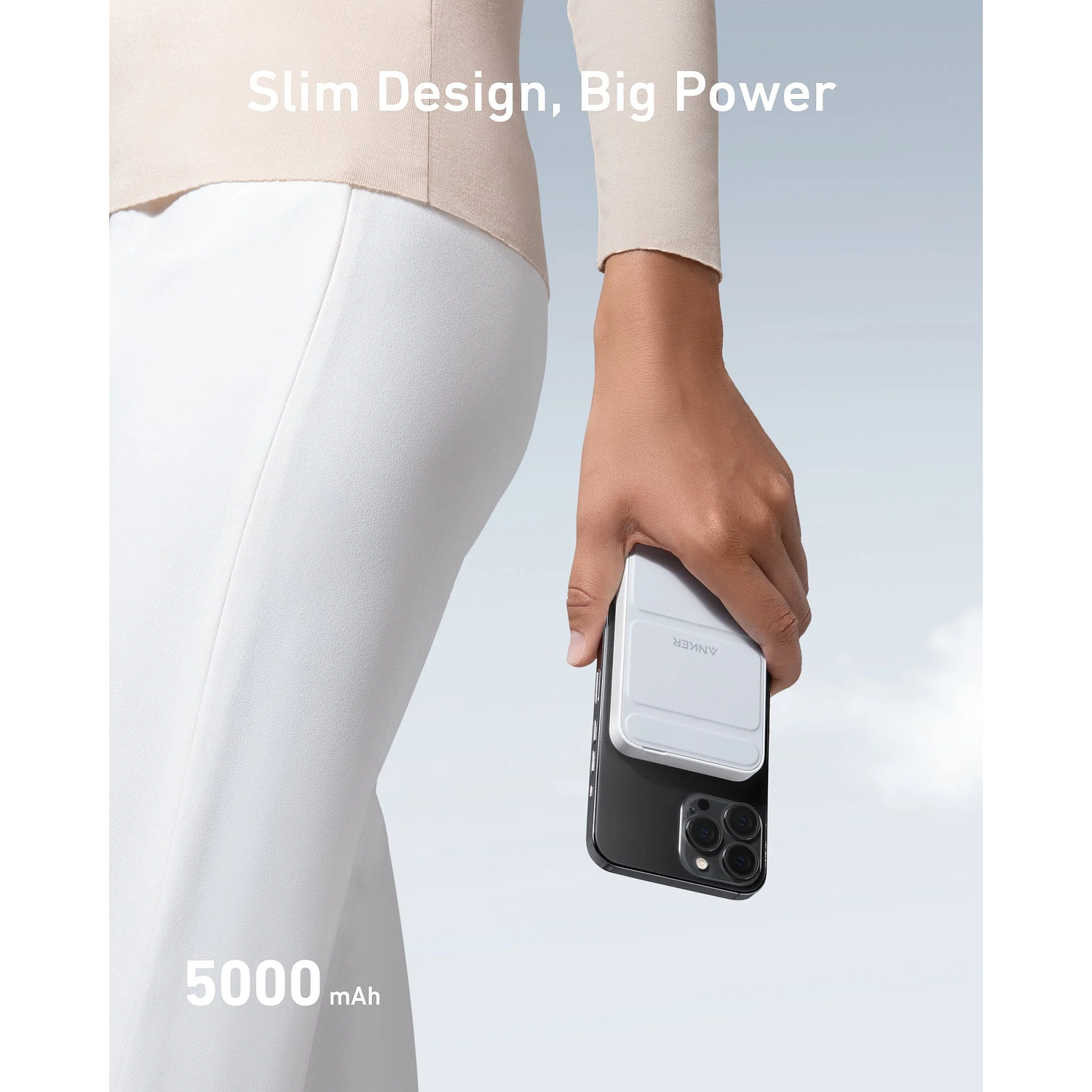 Anker 622, Power Bank, Magnetic Battery (MagGo), MagSafe, 5000mAh, Color Blanco 6