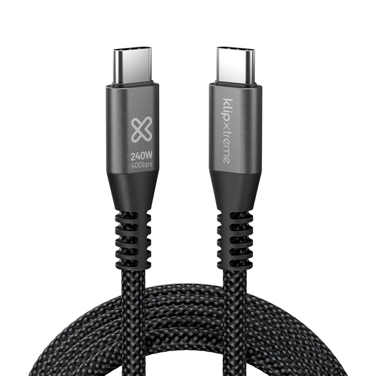 Klip Xtreme KAC-850-6FT USB4 Gen 2 Cable USB-C 24 Pin, 1,8 m, Negro, 240W, 40Gbps, Carga Rápida, Trenzado 2