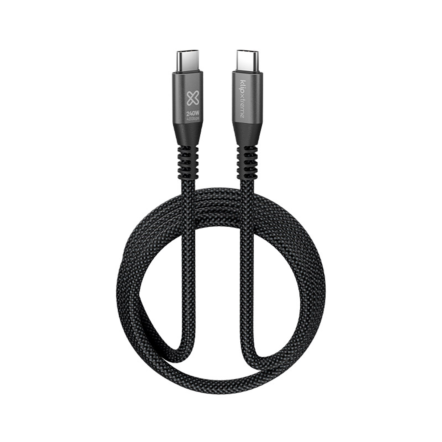 Klip Xtreme KAC-850-6FT USB4 Gen 2 Cable USB-C 24 Pin, 1,8 m, Negro, 240W, 40Gbps, Carga Rápida, Trenzado 1