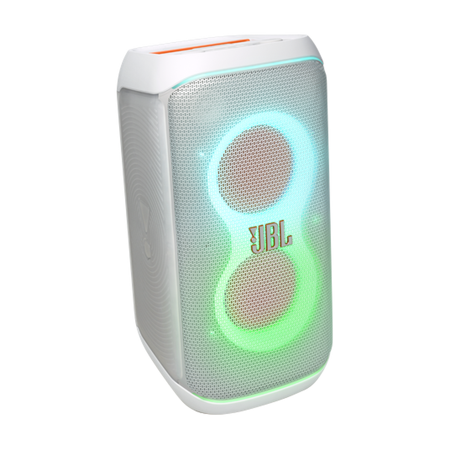 JBL PartyBox Club 120 Parlante Bluetooth 160W con Luces LED, AI Sound Boost, Karaoke y Resistente al Agua, Blanco 1