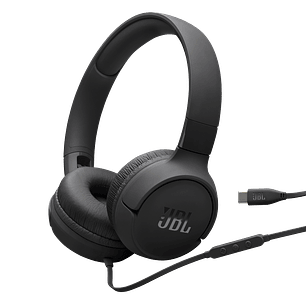 JBL Tune 520C Audifonos On-Ear, USB-C, Hi-Res, Plegables, Micrófono, Pure Bass, Negro