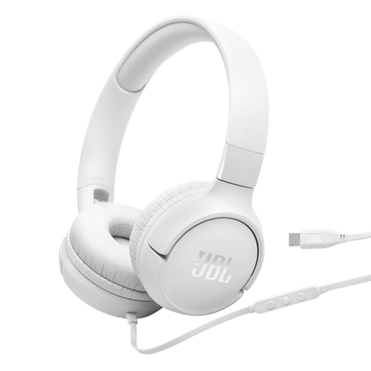 JBL Tune 520C Audifonos On-Ear, USB-C, Hi-Res, Plegables, Micrófono, Pure Bass, Blanco 1