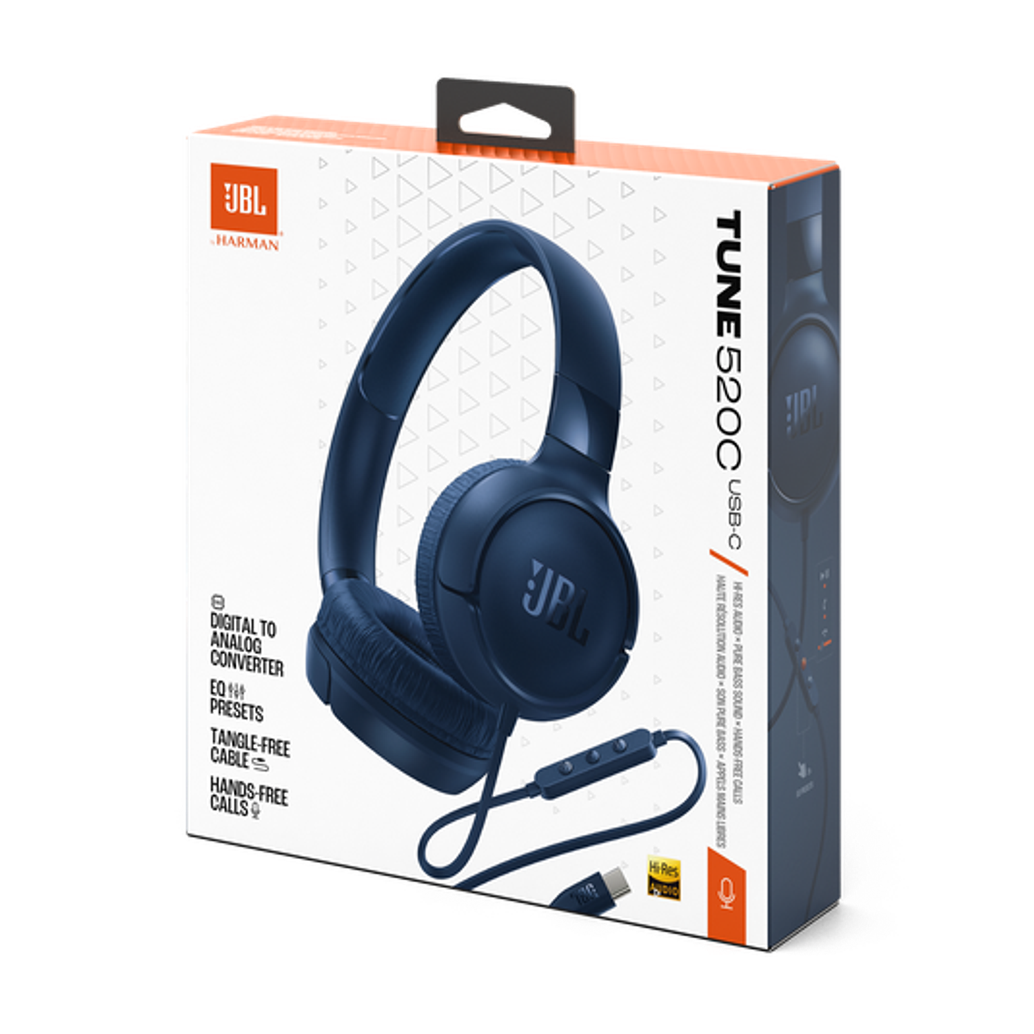 JBL Tune 520C Audifonos On-Ear, USB-C, Hi-Res, Plegables, Micrófono, Pure Bass, Azul 10