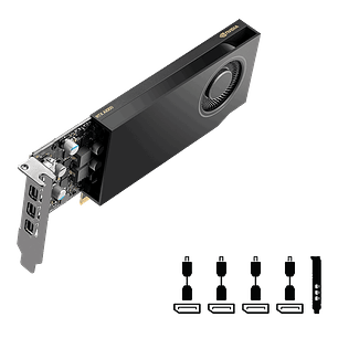 PNY NVIDIA RTX A1000 Tarjeta Gráfica Profesional de Perfil Bajo 8 GB GDDR6, 2304 CUDA Cores, 4× mDP