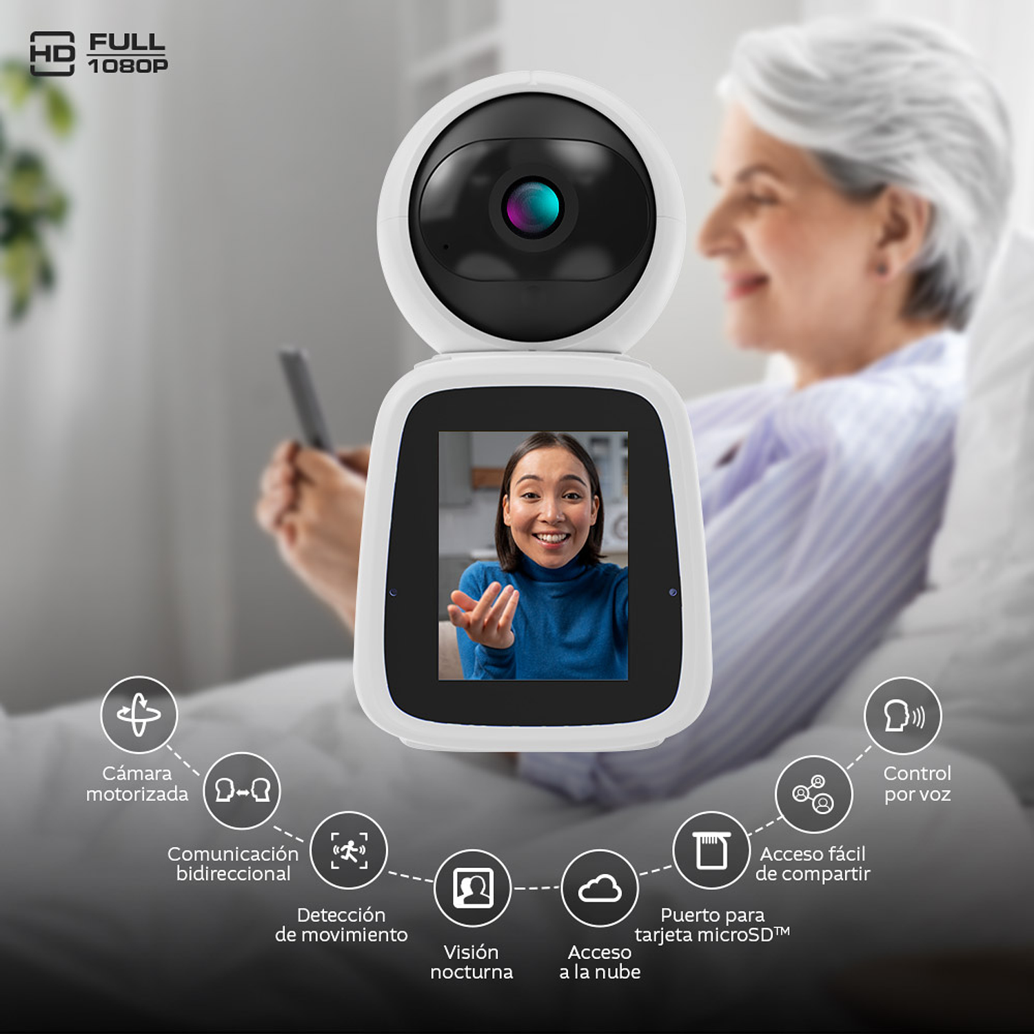 Nexxt NHC-IP20 Cámara PTZ Inteligente Wi-Fi, Full HD 1080p, Audio Bidireccional, Visión Nocturna y Botón de Emergencia 8