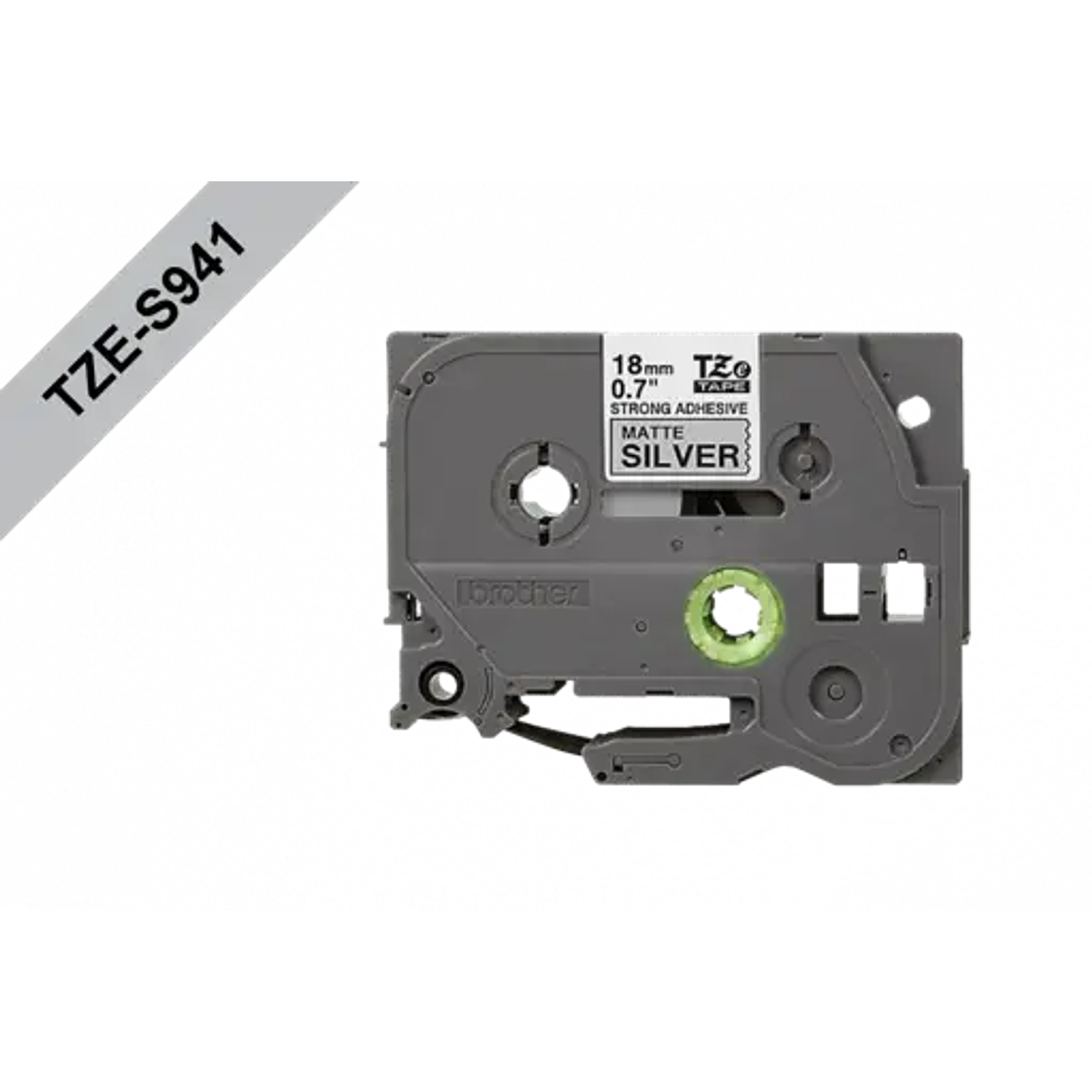 Brother TZES941 Cinta Laminada Mate, Texto Negro sobre Fondo Plateado, 18mm, 8 Metros 2