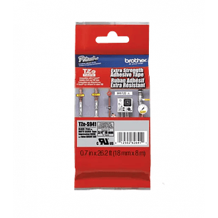 Brother TZES941 Cinta Laminada Mate, Texto Negro sobre Fondo Plateado, 18mm, 8 Metros