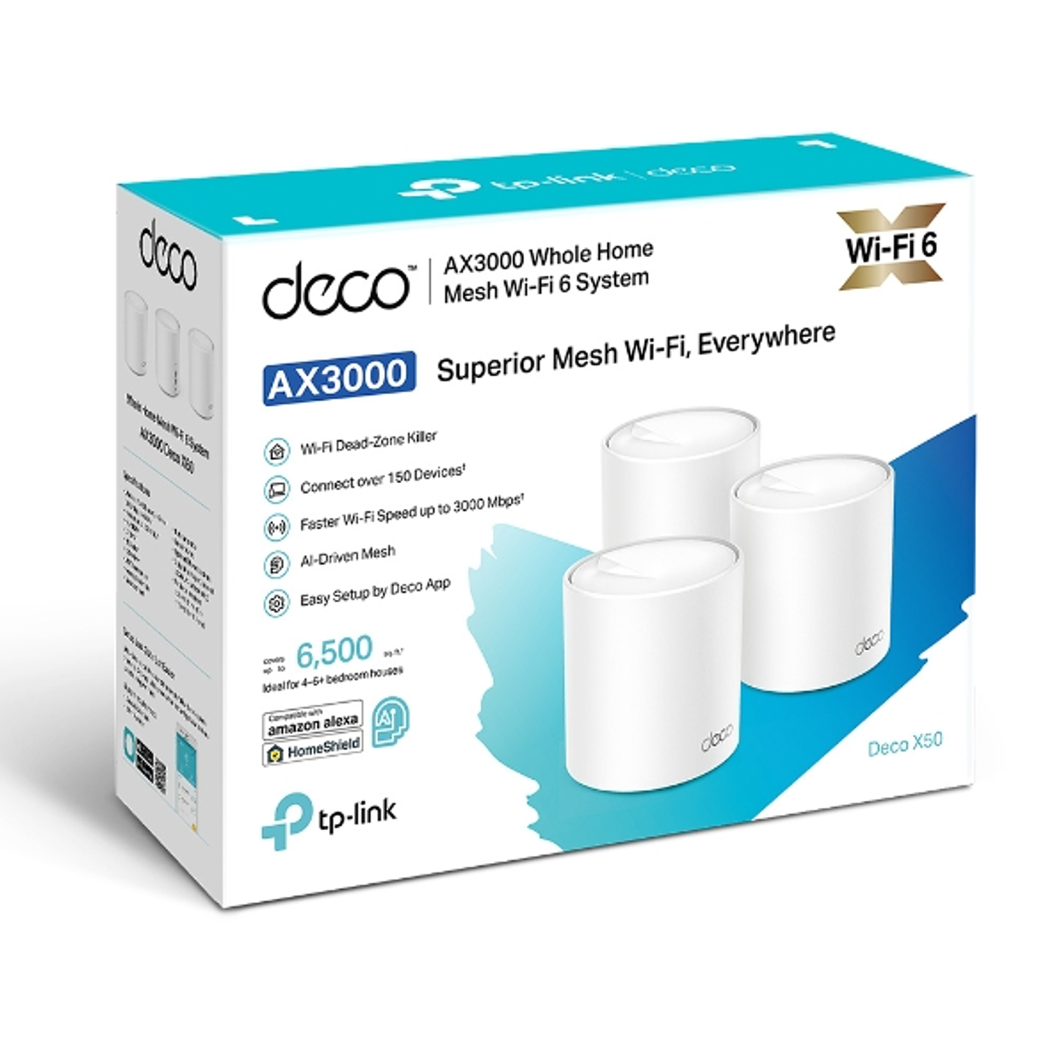 TP-Link AX3000 Deco X50 Pack de 3, Sistema Wi-Fi 6 Mesh, Cobertura Todo el Hogar, Hasta 530 m² 3