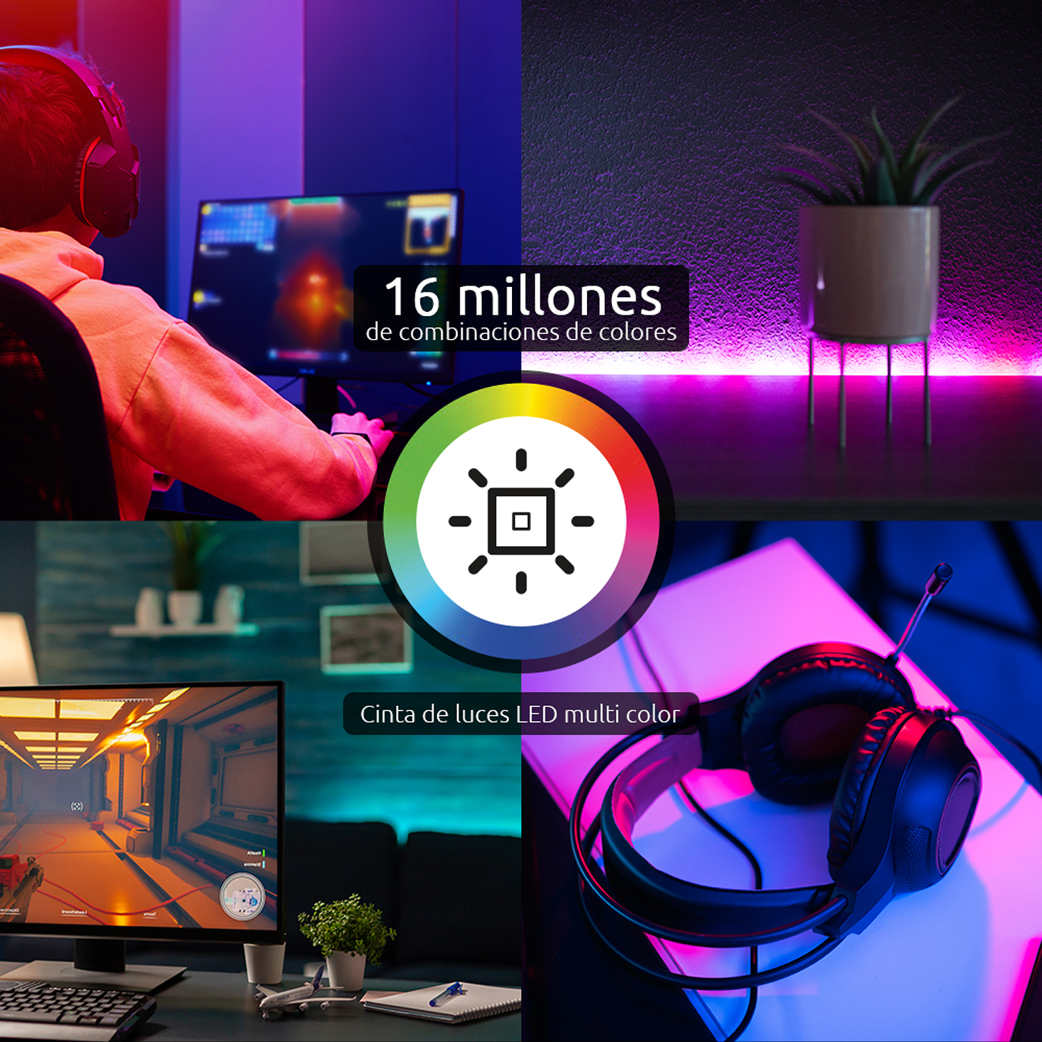 Nexxt Solutions Cinta LED Inteligente Wi-Fi RGBIC 5m, Multicolor, Control por Voz y App Nexxt Home, Sincronización con Música y Escenas Personalizables 5