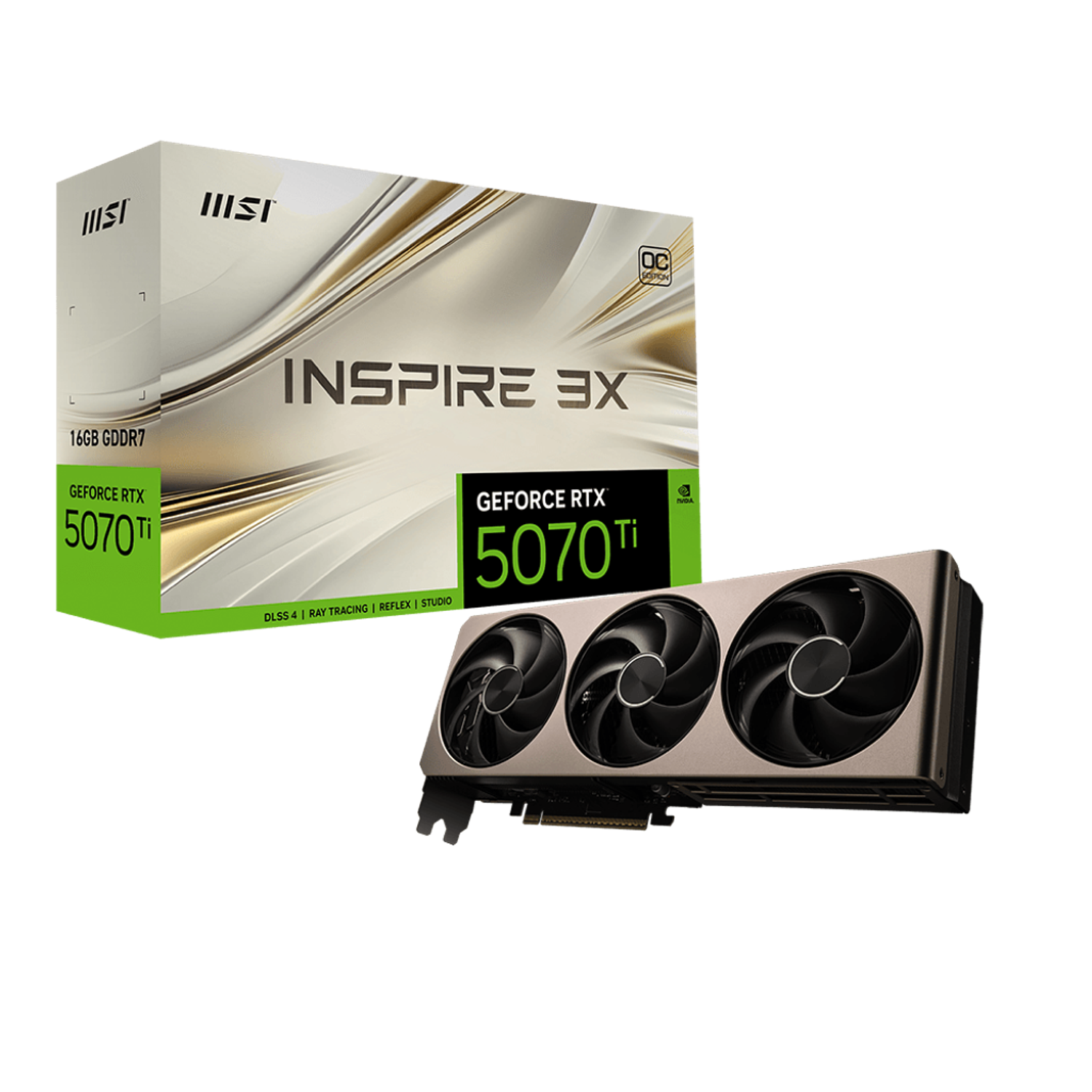 MSI GeForce RTX 5070 Ti 16G INSPIRE 3X OC Tarjeta Gráfica Gaming y Creadores SFF, DLSS 4, 16GB GDDR7 1