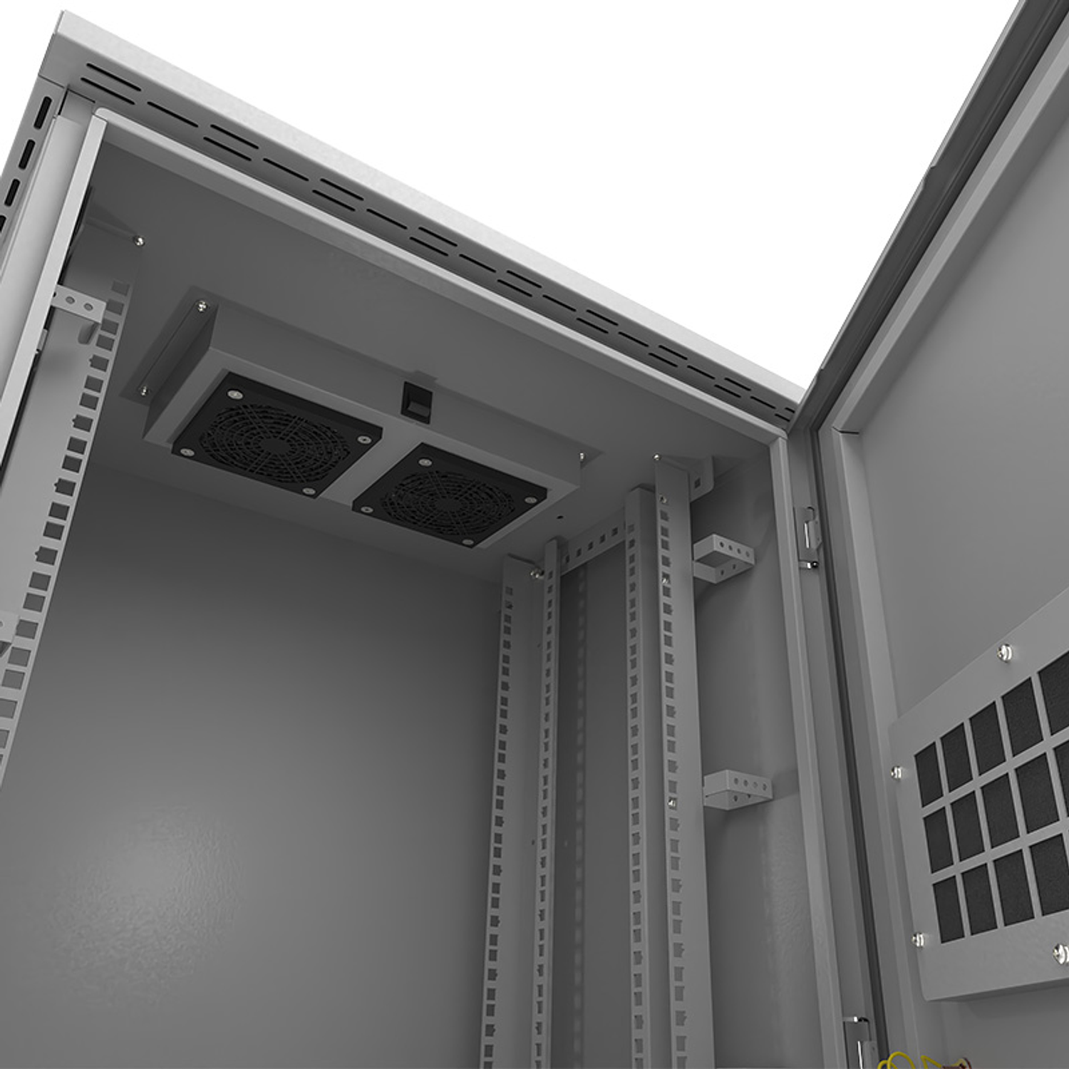 Nexxt NPC-O6U64P Gabinete Fijo Exterior Professional, 6U/9U/12U/15U, IP55, Montaje en Poste, 600x450mm, con Ventiladores 7