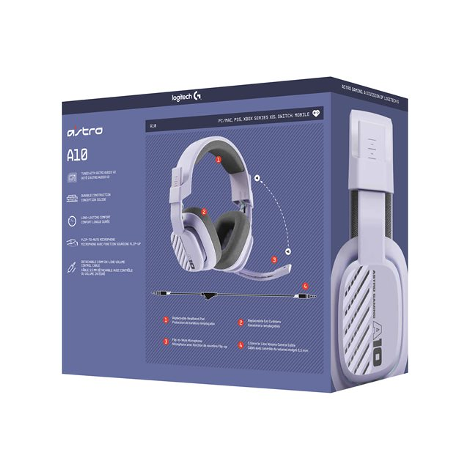 Logitech ASTRO Gamer A10 Gen 2, Audífonos con Cable y Micrófono, 3,5 mm, Lila 13