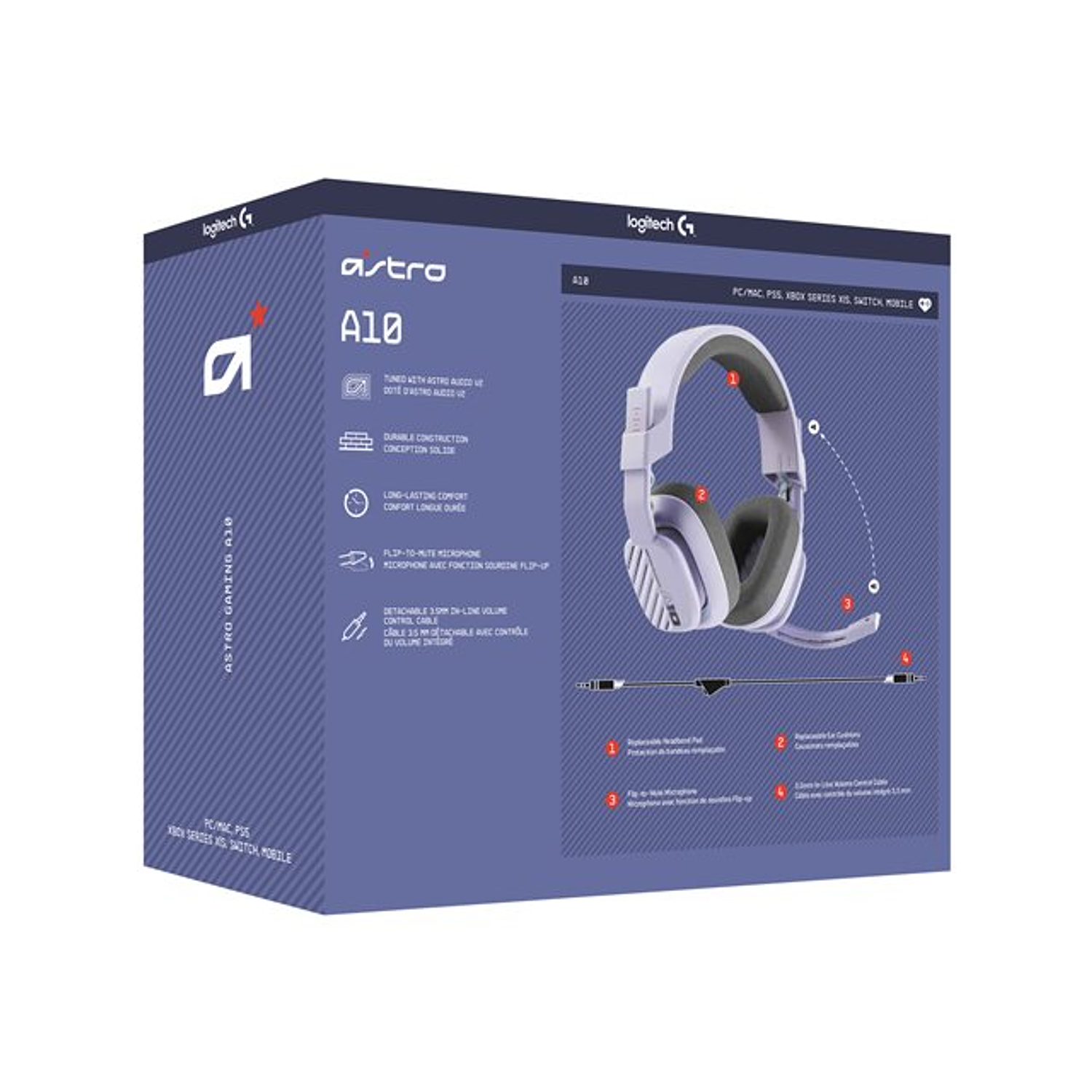 Logitech ASTRO Gamer A10 Gen 2, Audífonos con Cable y Micrófono, 3,5 mm, Lila 11