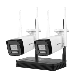Hikvision NKS422W0H Kit Wi-Fi 4 Canales, 2 Cámaras Bullet 2 MP, Audio Bidireccional, Seguridad, Vigilancia, Monitoreo Remoto