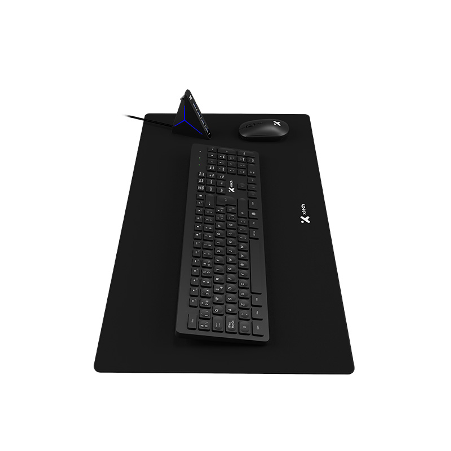 Xtech XTK-320S Combo Teclado y Mouse Inalámbrico, Hub USB 3.0 y Mouse Pad XL 3