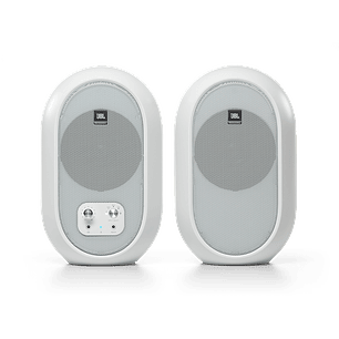 JBL 104-BT Parlantes de Estudio Compactos, 60W, Bluetooth, Blanco, Sonido Claro y Profesional