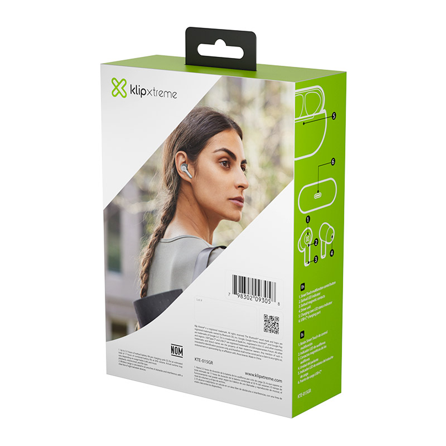 Klip Xtreme KTE-015BK Buds-Fi TWS Audífonos Inalámbricos, Bluetooth 5.4, Micrófono ENC, 13mm, 17H de Autonomía, IPX4, Toque Inteligente, Compatible Siri y Google, Purpura 3