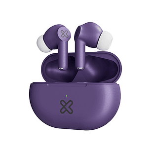 Klip Xtreme KTE-015BK Buds-Fi TWS Audífonos Inalámbricos, Bluetooth 5.4, Micrófono ENC, 13mm, 17H de Autonomía, IPX4, Toque Inteligente, Compatible Siri y Google, Purpura