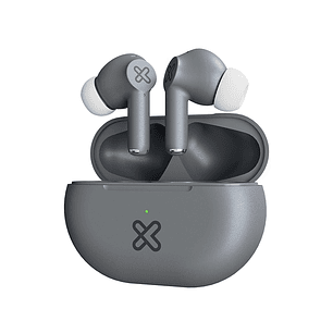Klip Xtreme KTE-015BK Buds-Fi TWS Audífonos Inalámbricos, Bluetooth 5.4, Micrófono ENC, 13mm, 17H de Autonomía, IPX4, Toque Inteligente, Compatible Siri y Google, Gris