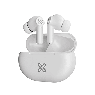 Klip Xtreme KTE-015BK Buds-Fi TWS Audífonos Inalámbricos, Bluetooth 5.4, Micrófono ENC, 13mm, 17H de Autonomía, IPX4, Toque Inteligente, Compatible Siri y Google, Blanco