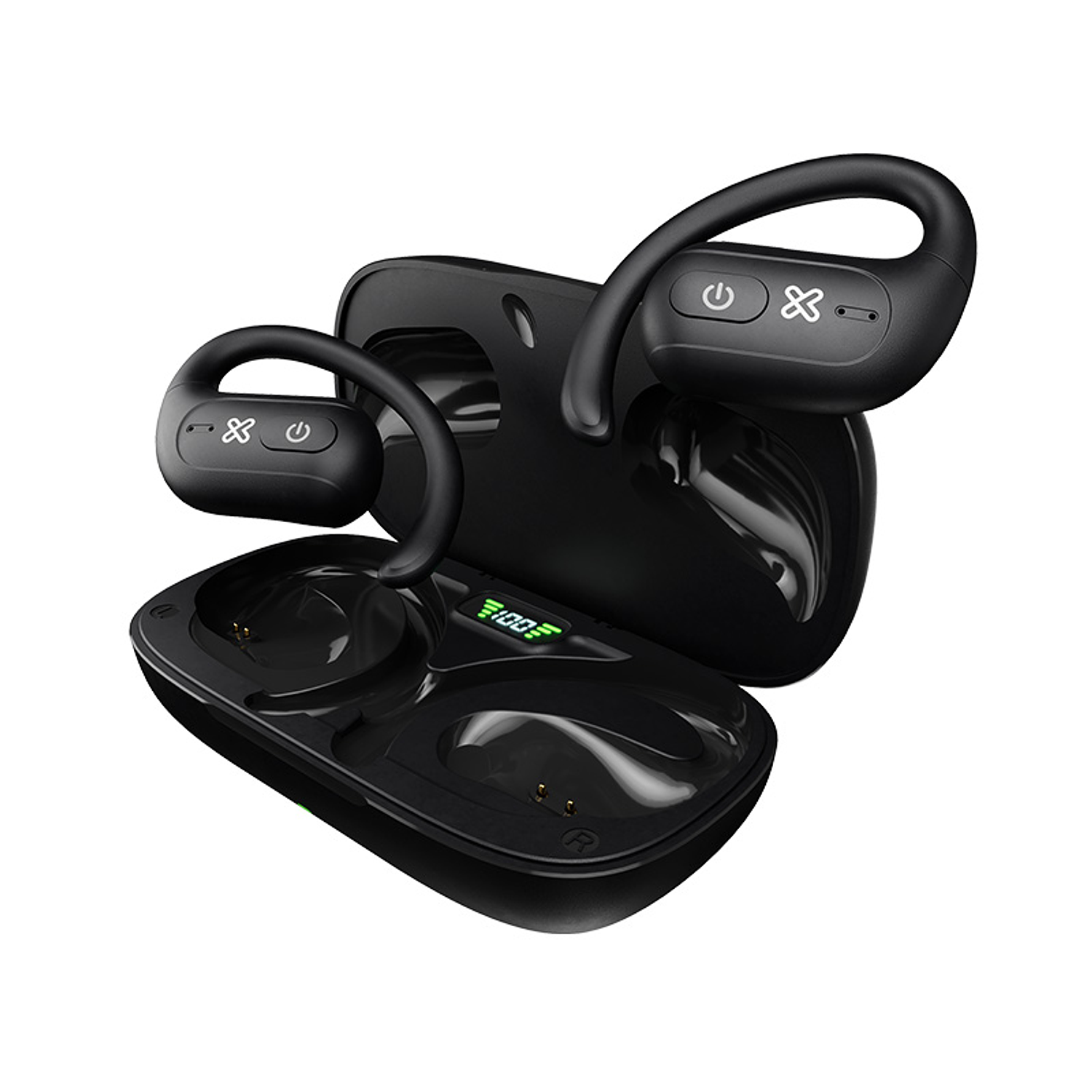 Klip Xtreme KOE-250BK OpenBuds TWS Audífonos Inalámbricos de Oído Abierto, Bluetooth 5.3, Micrófono ENC, Resistente al Agua IPX5, Hasta 20h de Batería 1