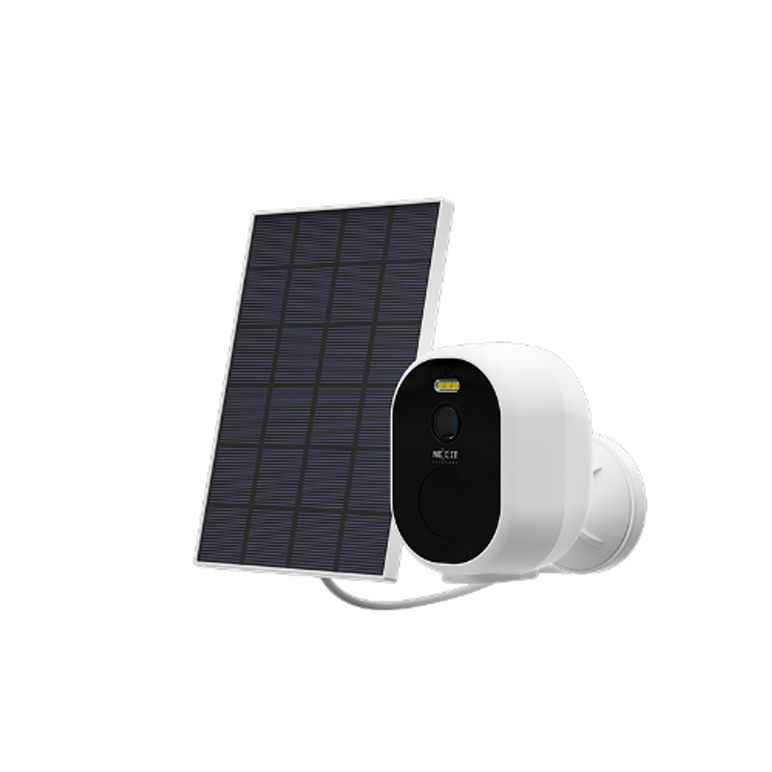 Nexxt Solutions NHC-OF20S Cámara con Panel Solar Wi-Fi, Seguridad Inteligente 2K, Interior y Exterior, Vigilancia 24/7, Energía Solar, IP65, MicroSD, Comunicación Bidireccional, Sirena Integrada 2